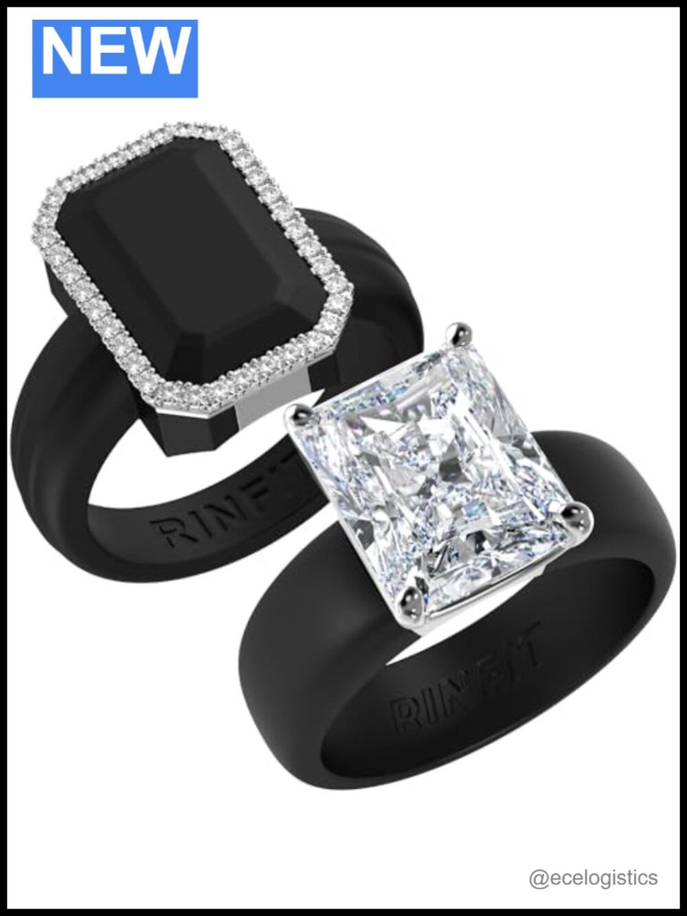 Silicone Wedding Ring Cubic Zirconia Emerald Gemstone Comfort Fit